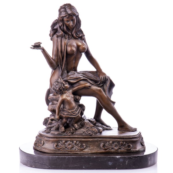 Női akt gyermekkel - bronz szobor képe